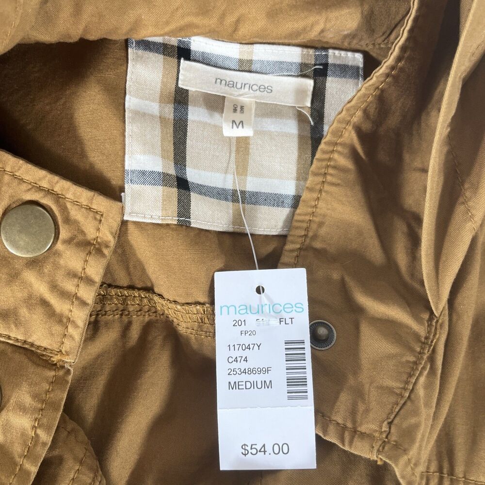 Maurices Utility Jacket Women's Medium Brown Military Anorak Roll Tab Sleeve NWT - Picture 7 of 11